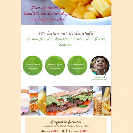Concept and screen design homepage - la maison des frites - burger restaurant